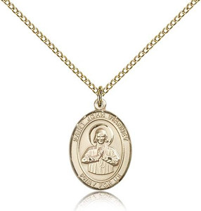 Gold Filled St. John Vianney Pendant, Gold Filled Lite Curb Chain, Medium Size Catholic Medal, 3/4" x 1/2" Gold Filled St. John Vianney Pendant, Gold Filled Lite Curb Chain, Medium Size Catholic Medal, 3/4" x 1/2"