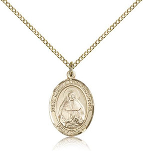 Gold Filled Marie Magdalen Postel Pendant, Gold Filled Lite Curb Chain, Medium Size Catholic Medal, 3/4" x 1/2" Gold Filled Marie Magdalen Postel Pendant, Gold Filled Lite Curb Chain, Medium Size Catholic Medal, 3/4" x 1/2"