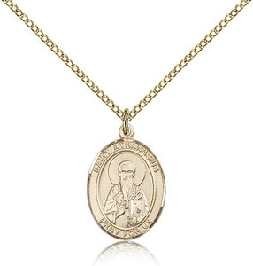 Gold Filled St. Athanasius Pendant, Gold Filled Lite Curb Chain, Medium Size Catholic Medal, 3/4" x 1/2" Gold Filled St. Athanasius Pendant, Gold Filled Lite Curb Chain, Medium Size Catholic Medal, 3/4" x 1/2"