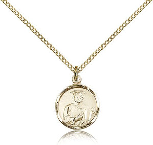 Gold Filled St. Jude Pendant, Gold Filled Lite Curb Chain, 5/8" x 1/2" Gold Filled St. Jude Pendant, Gold Filled Lite Curb Chain, 5/8" x 1/2"