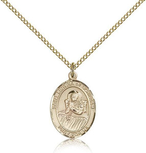 Gold Filled St. Lidwina of Schiedam Pendant, Gold Filled Lite Curb Chain, Medium Size Catholic Medal, 3/4" x 1/2" Gold Filled St. Lidwina of Schiedam Pendant, Gold Filled Lite Curb Chain, Medium Size Catholic Medal, 3/4" x 1/2"