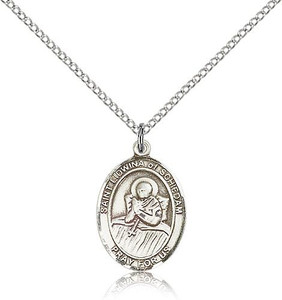 Sterling Silver St. Lidwina of Schiedam Pendant, Lite Curb Chain, Medium Size Catholic Medal, 3/4" x 1/2" Sterling Silver St. Lidwina of Schiedam Pendant, Lite Curb Chain, Medium Size Catholic Medal, 3/4" x 1/2"