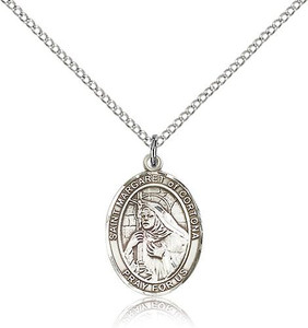 Sterling Silver St. Margaret of Cortona Pendant, Lite Curb Chain, Medium Size Catholic Medal, 3/4" x 1/2" Sterling Silver St. Margaret of Cortona Pendant, Lite Curb Chain, Medium Size Catholic Medal, 3/4" x 1/2"
