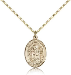 Gold Filled St. Christina the Astonishing Pendant, Gold Filled Lite Curb Chain, Medium Size Catholic Medal, 3/4" x 1/2" Gold Filled St. Christina the Astonishing Pendant, Gold Filled Lite Curb Chain, Medium Size Catholic Medal, 3/4" x 1/2"