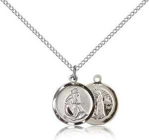 Sterling Silver Our Lady of La Salette Pendant, Lite Curb Chain, 5/8" x 1/2" Sterling Silver Our Lady of La Salette Pendant, Lite Curb Chain, 5/8" x 1/2"