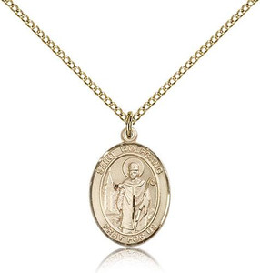 Gold Filled St. Wolfgang Pendant, Gold Filled Lite Curb Chain, Medium Size Catholic Medal, 3/4" x 1/2" Gold Filled St. Wolfgang Pendant, Gold Filled Lite Curb Chain, Medium Size Catholic Medal, 3/4" x 1/2"