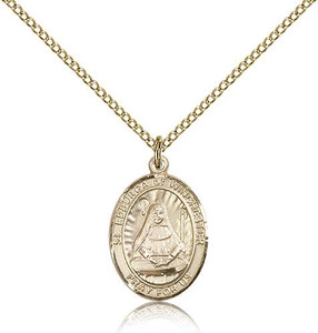 Gold Filled St. Edburga of Winchester Pendant, Gold Filled Lite Curb Chain, Medium Size Catholic Medal, 3/4" x 1/2" Gold Filled St. Edburga of Winchester Pendant, Gold Filled Lite Curb Chain, Medium Size Catholic Medal, 3/4" x 1/2"