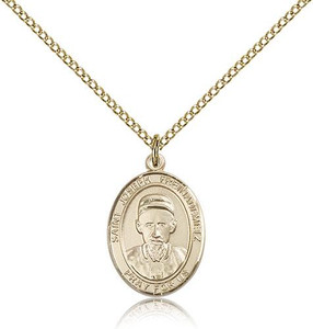 Gold Filled St. Joseph Freinademetz Pendant, Gold Filled Lite Curb Chain, Medium Size Catholic Medal, 3/4" x 1/2" Gold Filled St. Joseph Freinademetz Pendant, Gold Filled Lite Curb Chain, Medium Size Catholic Medal, 3/4" x 1/2"