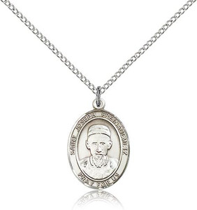 Sterling Silver St. Joseph Freinademetz Pendant, Lite Curb Chain, Medium Size Catholic Medal, 3/4" x 1/2" Sterling Silver St. Joseph Freinademetz Pendant, Lite Curb Chain, Medium Size Catholic Medal, 3/4" x 1/2"