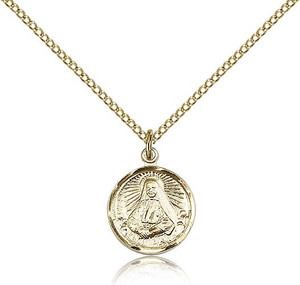 Gold Filled St. Cabrini Pendant, Gold Filled Lite Curb Chain, 5/8" x 1/2" Gold Filled St. Cabrini Pendant, Gold Filled Lite Curb Chain, 5/8" x 1/2"