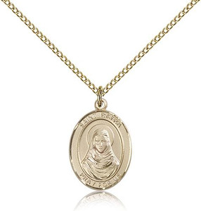 Gold Filled St. Rafta Pendant, Gold Filled Lite Curb Chain, Medium Size Catholic Medal, 3/4" x 1/2" Gold Filled St. Rafta Pendant, Gold Filled Lite Curb Chain, Medium Size Catholic Medal, 3/4" x 1/2"