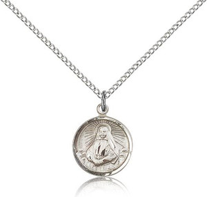 Sterling Silver St. Cabrini Pendant, Lite Curb Chain, 5/8" x 1/2" Sterling Silver St. Cabrini Pendant, Lite Curb Chain, 5/8" x 1/2"