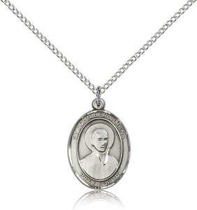 Sterling Silver St. John Berchmans Pendant, Lite Curb Chain, Medium Size Catholic Medal, 3/4" x 1/2" Sterling Silver St. John Berchmans Pendant, Lite Curb Chain, Medium Size Catholic Medal, 3/4" x 1/2"