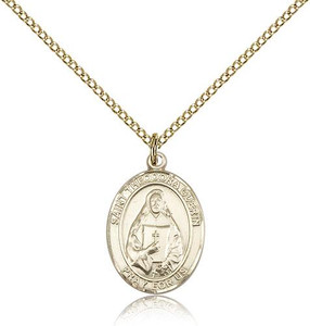 Gold Filled St. Theodore Guerin Pendant, GF Lite Curb Chain, Medium Size Catholic Medal, 3/4" x 1/2" Gold Filled St. Theodore Guerin Pendant, GF Lite Curb Chain, Medium Size Catholic Medal, 3/4" x 1/2"