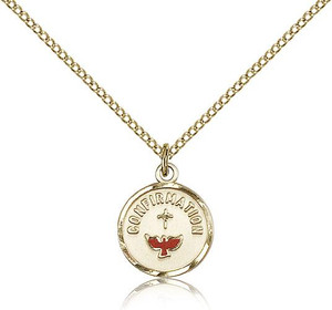 Gold Filled Confirmation Pendant, Gold Filled Lite Curb Chain, 5/8" x 1/2" Gold Filled Confirmation Pendant, Gold Filled Lite Curb Chain, 5/8" x 1/2"
