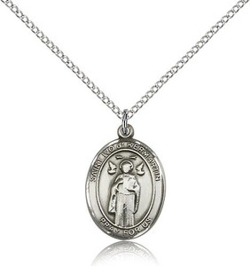 Sterling Silver St. Ivo Pendant, rhodium Lite Curb Chain, Medium Size Catholic Medal, 3/4" x 1/2" Sterling Silver St. Ivo Pendant, rhodium Lite Curb Chain, Medium Size Catholic Medal, 3/4" x 1/2"