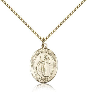 Gold Filled St. Raymond of Penafort Pendant, GF Lite Curb Chain, Medium Size Catholic Medal, 3/4" x 1/2" Gold Filled St. Raymond of Penafort Pendant, GF Lite Curb Chain, Medium Size Catholic Medal, 3/4" x 1/2"