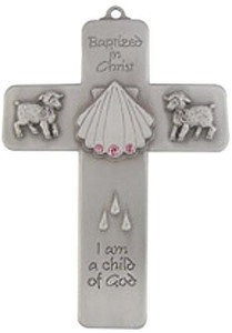 5" Fine Pewter Girls Baptismal Wall Cross JC-3206-E 5" Fine Pewter Girls Baptismal Wall Cross JC-3206-E