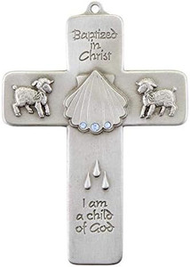 5" Fine Pewter Boys Baptismal Cross JC-3207-E