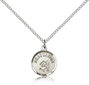 Sterling Silver Graduation Pendant, Lite Curb Chain, 5/8" x 1/2"