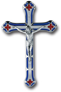 Red and Blue Epoxy Silver Crucifix 22126 Red and Blue Epoxy Silver Crucifix 22126