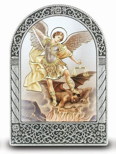 Saint Michael Standing Easel Desk Plaque Saint Michael Standing Easel Desk Plaque