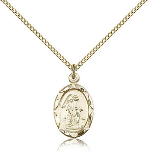 Gold Filled Guardian Angel Pendant, Gold Filled Lite Curb Chain, 3/4" x 3/8" Gold Filled Guardian Angel Pendant, Gold Filled Lite Curb Chain, 3/4" x 3/8"