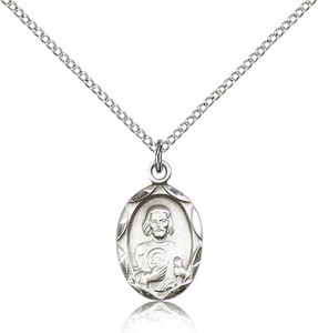 Sterling Silver St. Jude Pendant, Lite Curb Chain, 3/4" x 3/8" Sterling Silver St. Jude Pendant, Lite Curb Chain, 3/4" x 3/8"