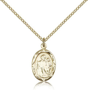 Gold Filled St. Joseph Pendant, Gold Filled Lite Curb Chain, 3/4" x 3/8" Gold Filled St. Joseph Pendant, Gold Filled Lite Curb Chain, 3/4" x 3/8"