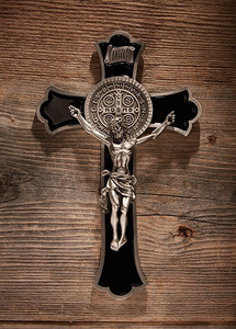Saint Benedict Black Enamel Crucifix P60208