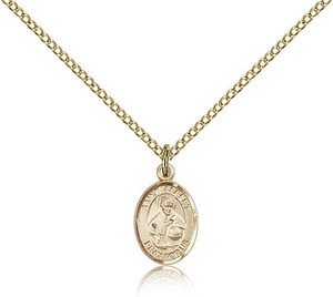 Gold Filled St. Albert the Great Pendant, Gold Filled Lite Curb Chain, Small Size Catholic Medal, 1/2" x 1/4" Gold Filled St. Albert the Great Pendant, Gold Filled Lite Curb Chain, Small Size Catholic Medal, 1/2" x 1/4"