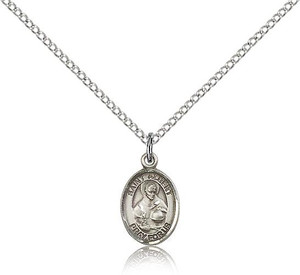 Sterling Silver St. Albert the Great Pendant, Sterling Silver Lite Curb Chain, Small Size Catholic Medal, 1/2" x 1/4" Sterling Silver St. Albert the Great Pendant, Sterling Silver Lite Curb Chain, Small Size Catholic Medal, 1/2" x 1/4"