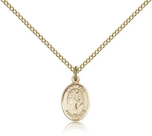 Gold Filled St. Ann Pendant, Gold Filled Lite Curb Chain, Small Size Catholic Medal, 1/2" x 1/4" Gold Filled St. Ann Pendant, Gold Filled Lite Curb Chain, Small Size Catholic Medal, 1/2" x 1/4"