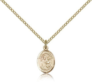 Gold Filled St. Anthony of Padua Pendant, Gold Filled Lite Curb Chain, Small Size Catholic Medal, 1/2" x 1/4" Gold Filled St. Anthony of Padua Pendant, Gold Filled Lite Curb Chain, Small Size Catholic Medal, 1/2" x 1/4"