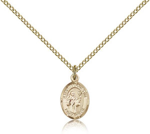 Gold Filled St. Augustine Pendant, Gold Filled Lite Curb Chain, Small Size Catholic Medal, 1/2" x 1/4" Gold Filled St. Augustine Pendant, Gold Filled Lite Curb Chain, Small Size Catholic Medal, 1/2" x 1/4"