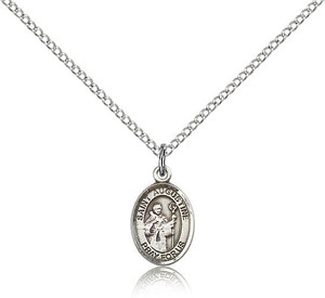 Sterling Silver St. Augustine Pendant, Sterling Silver Lite Curb Chain, Small Size Catholic Medal, 1/2" x 1/4" Sterling Silver St. Augustine Pendant, Sterling Silver Lite Curb Chain, Small Size Catholic Medal, 1/2" x 1/4"