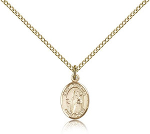 Gold Filled St. Benedict Pendant, Gold Filled Lite Curb Chain, Small Size Catholic Medal, 1/2" x 1/4" Gold Filled St. Benedict Pendant, Gold Filled Lite Curb Chain, Small Size Catholic Medal, 1/2" x 1/4"