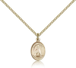 Gold Filled St. Blaise Pendant, Gold Filled Lite Curb Chain, Small Size Catholic Medal, 1/2" x 1/4" Gold Filled St. Blaise Pendant, Gold Filled Lite Curb Chain, Small Size Catholic Medal, 1/2" x 1/4"