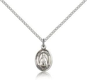 Sterling Silver St. Blaise Pendant, Sterling Silver Lite Curb Chain, Small Size Catholic Medal, 1/2" x 1/4" Sterling Silver St. Blaise Pendant, Sterling Silver Lite Curb Chain, Small Size Catholic Medal, 1/2" x 1/4"