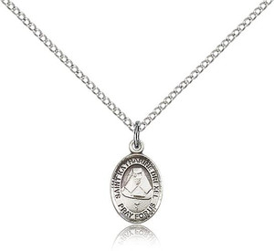 Sterling Silver St. Katharine Drexel Pendant, Sterling Silver Lite Curb Chain, Small Size Catholic Medal, 1/2" x 1/4" Sterling Silver St. Katharine Drexel Pendant, Sterling Silver Lite Curb Chain, Small Size Catholic Medal, 1/2" x 1/4"