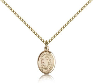 Gold Filled St. Cecilia Pendant, Gold Filled Lite Curb Chain, Small Size Catholic Medal, 1/2" x 1/4" Gold Filled St. Cecilia Pendant, Gold Filled Lite Curb Chain, Small Size Catholic Medal, 1/2" x 1/4"