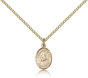 Gold Filled Small St. Bernadette Pendant, Gold Filled Lite Curb Chain, Small Size Catholic Medal, 1/2" x 1/4" Gold Filled Small St. Bernadette Pendant, Gold Filled Lite Curb Chain, Small Size Catholic Medal, 1/2" x 1/4"