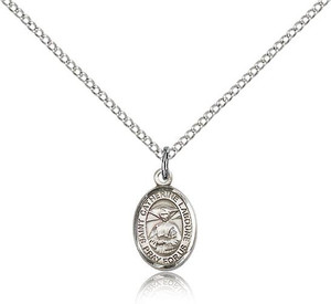 Sterling Silver St. Catherine Laboure Pendant, Sterling Silver Lite Curb Chain, Small Size Catholic Medal, 1/2" x 1/4" Sterling Silver St. Catherine Laboure Pendant, Sterling Silver Lite Curb Chain, Small Size Catholic Medal, 1/2" x 1/4"