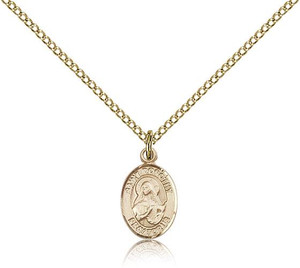 Gold Filled St. Dorothy Pendant, Gold Filled Lite Curb Chain, Small Size Catholic Medal, 1/2" x 1/4" Gold Filled St. Dorothy Pendant, Gold Filled Lite Curb Chain, Small Size Catholic Medal, 1/2" x 1/4"