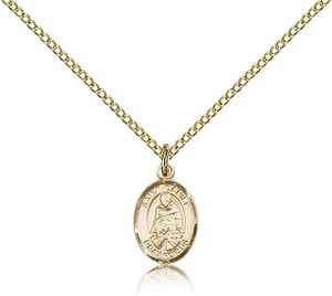 Gold Filled St. Daniel Pendant, Gold Filled Lite Curb Chain, Small Size Catholic Medal, 1/2" x 1/4"