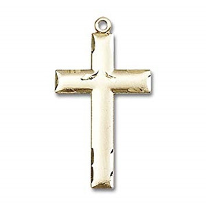 Gold Filled Cross Pendant, Gold Filled Lite Curb Chain, 1 1/8" x 5/8"