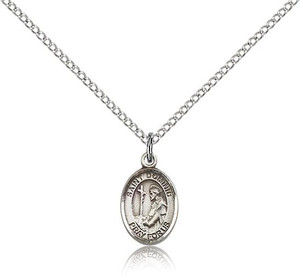 Sterling Silver St. Dominic de Guzman Pendant, Sterling Silver Lite Curb Chain, Small Size Catholic Medal, 1/2" x 1/4" Sterling Silver St. Dominic de Guzman Pendant, Sterling Silver Lite Curb Chain, Small Size Catholic Medal, 1/2" x 1/4"