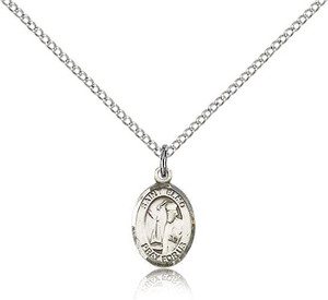 Sterling Silver St. Elmo Pendant, Sterling Silver Lite Curb Chain, Small Size Catholic Medal, 1/2" x 1/4" Sterling Silver St. Elmo Pendant, Sterling Silver Lite Curb Chain, Small Size Catholic Medal, 1/2" x 1/4"