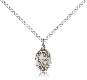 Sterling Silver St. Dymphna Pendant, Sterling Silver Lite Curb Chain, Small Size Catholic Medal, 1/2" x 1/4" Sterling Silver St. Dymphna Pendant, Sterling Silver Lite Curb Chain, Small Size Catholic Medal, 1/2" x 1/4"