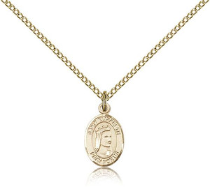 Gold Filled St. Elizabeth of Hungary Pendant, Gold Filled Lite Curb Chain, Small Size Catholic Medal, 1/2" x 1/4" Gold Filled St. Elizabeth of Hungary Pendant, Gold Filled Lite Curb Chain, Small Size Catholic Medal, 1/2" x 1/4"